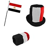 Material: Flagge: 100% Polyester, Hut: 100% Polyester, Schweißband: Frottee, Stab: Plastik