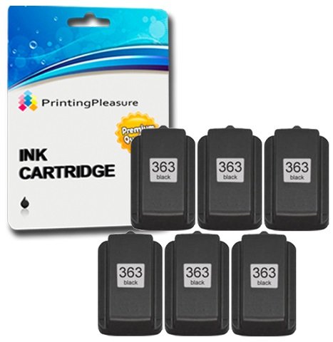 Printing Pleasure 6 XL Compatible Ink Cartridges Replacement for 363 Photosmart 3110 3210 3210xi 3310 8250 C5180 C6150 C6180 C6280 C7180 C7280 C8180 D6160 D7160 D7260 D7460 - Black, High Capacity