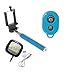 Novo Style Bluetooth Wireless Remote Shutter Selfie Stick - Blue with 16 LED Selfie Night Flash Light Accessory Combo RS.396.00