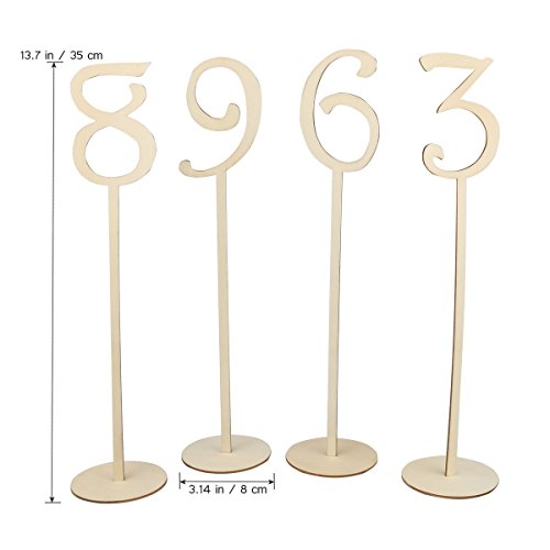 Vintage Holz Zahlen 35cm Tischnummern mit Halter Basis für Hochzeit Home Dekoration (1-20) - 4