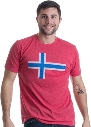 Ann Arbor T-shirt Co. Diseño con la Bandera de Noruega - Camiseta Retro Unisex para Hombre - Grandes - L