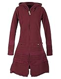 Langer Damen Patchwork Eco Recycling Fleecemantel mit Kapuze
