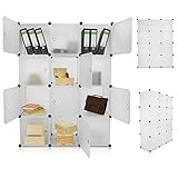 VENKON – Stufenregal Steckschrank Stoffschrank Frei Gestaltbares DYI Regalsystem: 12-Modulfächer mit Türen, satiniert-transparentes Steckregal - 3