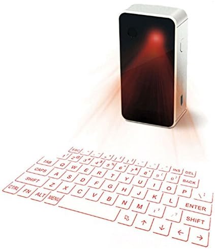 ESupFly Portable Virtual Laser keyboard &amp; Mouse Wireless Bluetooth Laser Projection Projected Keyboard for Apple iPhone, iPad, Samsung, Android Smart Phones and Tablets, Laptops, PC, Computers (Silver+Black)
