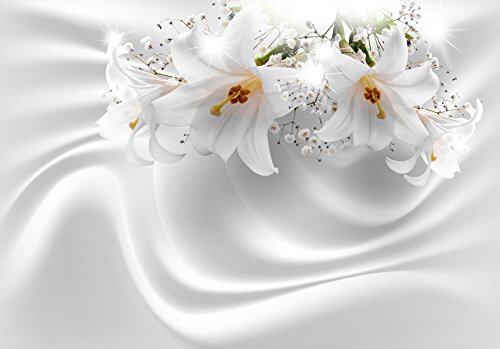 FOTOTAPETE 300×210 cm – VLIES TAPETE PREMIUM – PROFI QUALITÄT – Top moderne Wanddeko – Wandbilder XXL – Riesen Wandbild – Top Design Tapete – Neue exklusive Edition mit noch besser Druckauflösung – Deutsches Premium Vlies – Blumen Abstrakt weiß Lilien b-C-0158-a-a - 3
