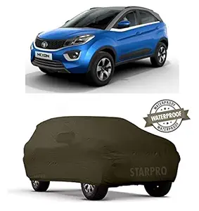 TricWay Presents 100% Waterproof Heavy Quality PVC Polyester Car Body Cover for Tata Nexon with Mirror Pockets_Olive Green Color