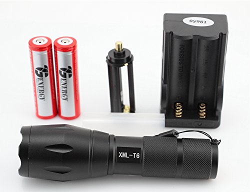 TGLOE (Tm) -1600LM CREE XM-L T6 LED ZOOMABLE Taschenlampe 2X 18650 Akku Ladegerät - 2