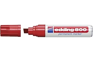 Edding - 800 Marcatore Permanente Punta a Scalpello, Blister 1 pz. Colore Rosso, Tratto 4-12 mm
