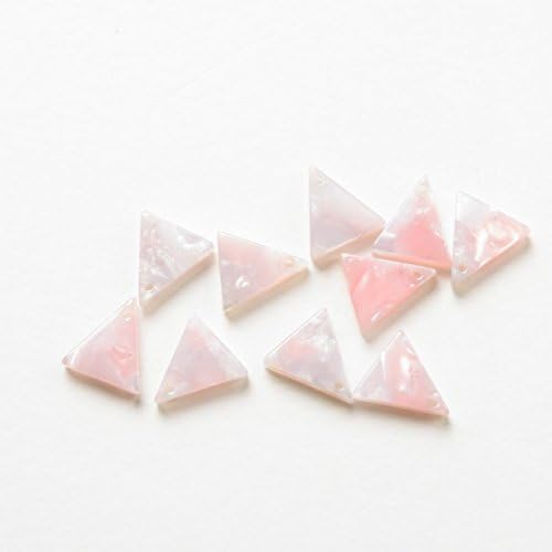 Marble charm small isosceles triangular plate one hole 12 x 11 mm pink white purple 10 pieces