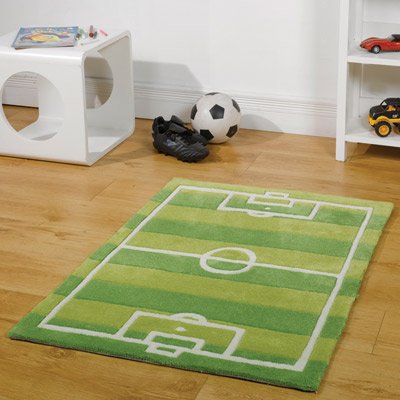 Flair Rugs Kiddy Play Football Pitch Childrens Rug, Green, 110 x 160 Cm