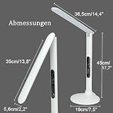 BESTEK 7W Led Schreibtischlampe dimmbare Tischleuchte Uhr, 4 Modi/5 Stufen, digitales Display(Uhrzeit, Wecker, Temperatur) und USB Port zum Aufladen, Augenschutz, Touchfeld, weiß - 7