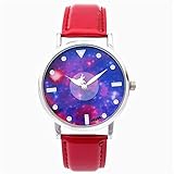 YRWQV Nachthimmel   Und Sterne Gedruckt Uhr Elegante Damen Quarz-Armbanduhr Mädchen Casual Uhr, E
