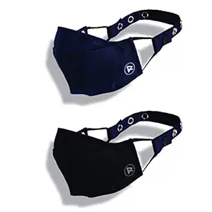 Zero Risque Re-usable Face Mask with Headband and Earloop Adjuster (Pack of 2)| Treated with Heiq Viroblock NPJ03 | Advanced Silver & Vescicle technology | EPA registered