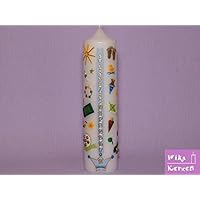 Geburtstagskerze Lebenslicht, Geburtskerze, Lebenskerze Nr.6 für Jungen, oder zur Geburt 25x6 cm Alle Motive 100% Handgefertigt