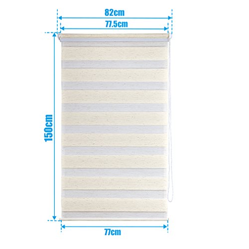 SHINY HOME® Duo Rollo Doppelrollo Klemmfix Fensterflügel mit Klemmträger tageslicht blickdicht Raffrollo ohne Bohren Sonnenschutzrollo Fensterrollo für Fenster oder Tür 80x150cm Flachs - 2