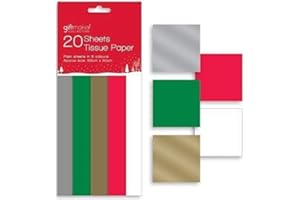 GIFTMAKER COLLECTION 20 Sheets of Christmas Tissue Paper Plain Traditional Colours