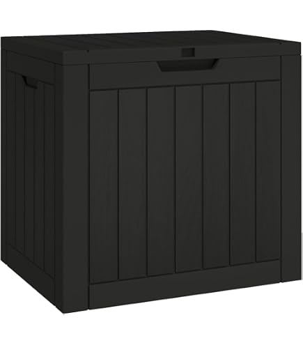 Boîte De Rangement Jardin VidaXL 90L - Plastique Texture Bois - Pour Coussins, Outils - Gris Clair