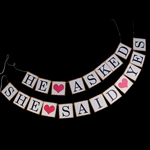 ULTNICE „HE ASKED SHE SAID YES“ Wimpelgirlande Hochzeit Party Girlande - 5