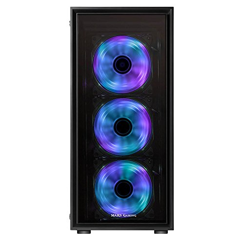 Mars Gaming MC7 - Caja de Ordenador Gaming  semitorre  ATX  Incluye 3 Ventiladores Frontales RGB 120mm  VGA hasta 341mm  Cristal Templado  Apta para Refrigeraci  n L  quida   Negro