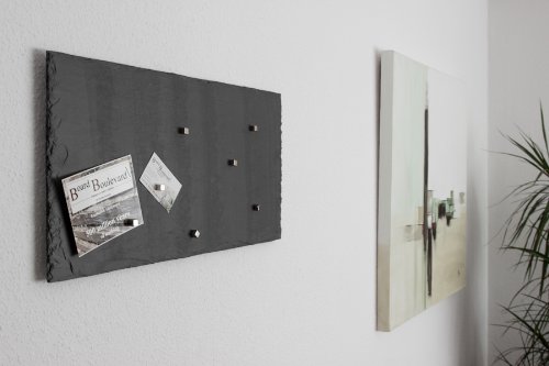 Schiefer Magnettafel (Echt Massiver Stein) ! – Pinnwand + Kreidetafel in 50 cm x 25 cm inkl. 5 Magnete Board Boulevard - 4
