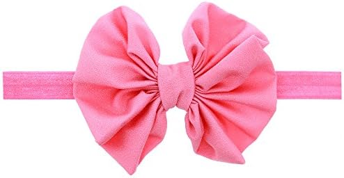 10 Pack Baby Bow Elastic Hairband Hand Sewn Flower Headband Baby Hair,Hot Pink