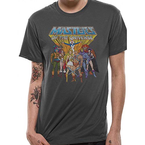 Cid Masters of The Universe - Group Distressed T- Shirt, Gris (Charcoal Grey), S Homme