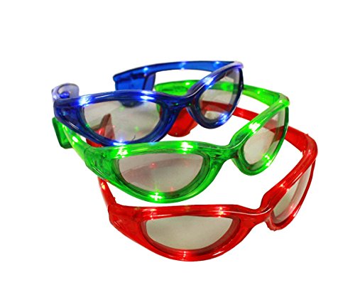 HAAC Gag Party Brille mit Licht leuchtend Farbe grün, rot oder blau für Fasching Karneval - 3