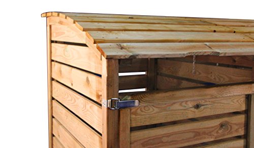 Mülltonnenbox aus Holz, Mülltonnenverkleidung – dreifach (für 3 Tonnen bis 240 Liter), wetterfest und somit ideal für draußen / Outdoor geeignet - 5