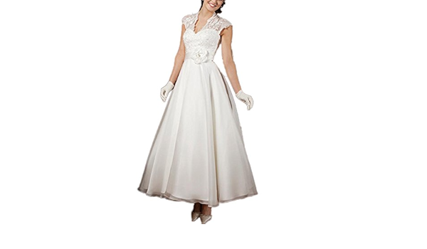 Cocogirls Jahrgang Teelange Spitze Landhausstil Braut Hochzeitskleider Tull Ballkleid V Ausschnitt Kurz Garten Brautkleider Hochzeitskleid Amazon De Bekleidung