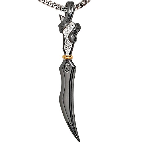 Dreambase Herren-Halskette mit Anhänger“Swarovski““Dolch“ teilgeschwärzt und teilvergoldet Silber 50 cm Karabinerverschluss