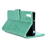 Sony Xperia XZ Flipcase Lederhülle YOKIRIN Wallet Case für Sony Xperia XZ Schutzhülle Premium Ameisen Treffen PU Leder Hülle Brieftasche Book Case Ledercase Handyhülle Folio Handytasche Handyschale Backcover Holster mit Feder Touch Pen[Standfunktion Kredit Kartenfächer Magnetverschluss] Mint grün - 