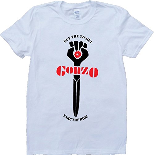 Brain Dump Tees Gonzo Hunter S Thompson Bianco A su Ordine T-Shirt - Medium