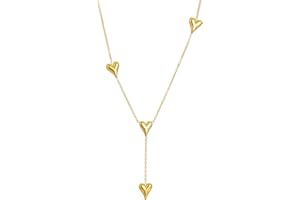 JSDDE Collier en Y a Chaîne Or 18 Carats en Acier Inoxydable pour Femme Fille Collier Lariat Court Pendentif Coeur Solide Doré en Acier Minimaliste Mode Bijoux Bohème Cadeau pour Copine Amis