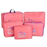 LerBen® 5pcs Travel Essential Bag-in-Bag Travel Luggage Organizer Storage Handle Bag Pouch Set Red