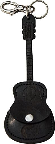 Laser Engraved Keyring Black Genuine Leather Guitar Plectrum Holder – etabeta Artisans Toscano – Made in Italy