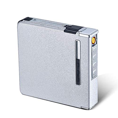 Preisvergleich Produktbild longrep Zigarettenetui mit Feuerzeug Zigarettenschachtel 20 Stücke von Automatischen Zigaretten Sind Tragbare Schutzhülle mit USB Elektrische Wiederaufladbare Lighte für Männer Damen