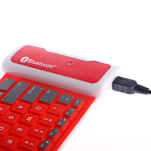 dizauL®Tastatur Flexibel Wasserfest Universal Tastatur für Apple/Samsung (Rot ) - 4