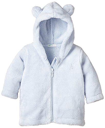 United Colors of Benetton Baby-Girls Fleece Hoody Teddy Ears Track Jacket, Pale Blue, 6 to 9 months (Manufacturer Size: 68 cms)