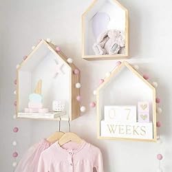Pueri - Estantería de madera para colgar en la pared, silueta de casa, para decorar una habitación infantil