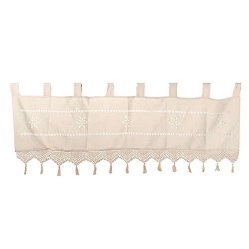 KING DO WAY archaistisch Scheibengardine&Klein Kaffee Vorhang mit Baumwolle-Leinen Küchen Vorhänge Gardinen /Hälfte/Kurz Vorhangs Home Dekoration Kitchen/cafe Curtain, H*B 45*150cm - 6