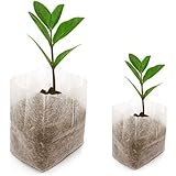 KINGLAKE 200 Stück Pflanzbeutel Pflanzsack aus Vliesstoff Pflanz Taschen Biologisch Abbaubar (16 x 20 cm + 8 x 10 cm)