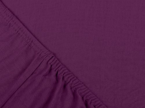 klassisches Jersey Spannbetttuch – erhältlich in 22 modernen Farben und 6 verschiedenen Größen – 100% Baumwolle, 200 x 220 cm, lila - 3