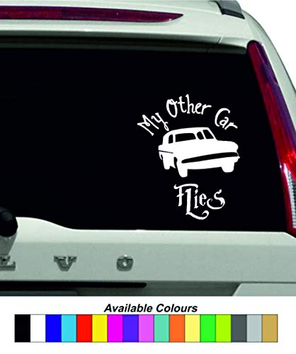 Devon Decals - Etiqueta adhesiva (vinilo, 150 mm), diseño de Harry Potter con texto "My other Car Flies"
