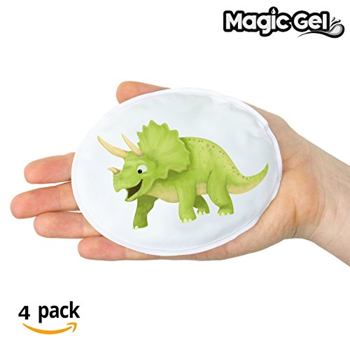 Preisvergleich Produktbild Magic Gel Handwärmer / Taschenwärmer mit Klickbetätigung, wiederverwendbar, Dinosaurier-Design, 4 Stück