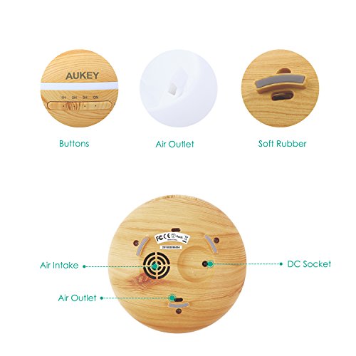 AUKEY Aroma Diffuser 200ML mit 7 Farben Luftbefeuchter mit kühlem Nebel und Automatische Timerfunktion, Holz-Basis für Büro / Schlafzimmer / Wohnzimmer / Arbeitszimmer / Yoga Spa - 3