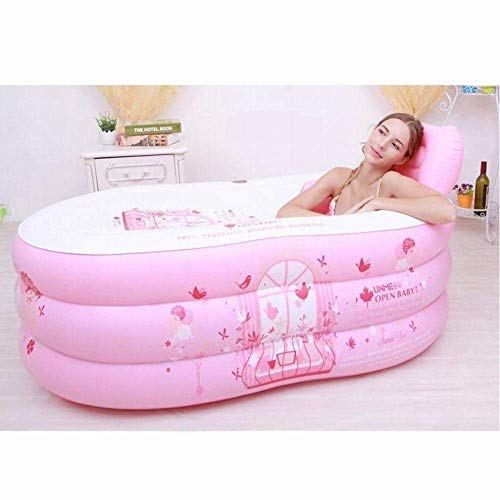 Preisvergleich Produktbild Badewannen Inflatable, verdickte Erwachsene, Falten Badewanne, Kinder Bad, Kunststoff PVC-Badebottich, Rosa, 150 * 85 * 50