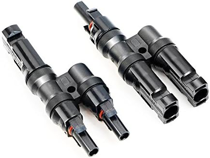 pasway HC4-PV10C HC4-PV10C MC4 Male/Female Double Seal Rings Waterproof Solar Panel Cable Connectors (C - 1 Pair T/Y branch MC4 connector)