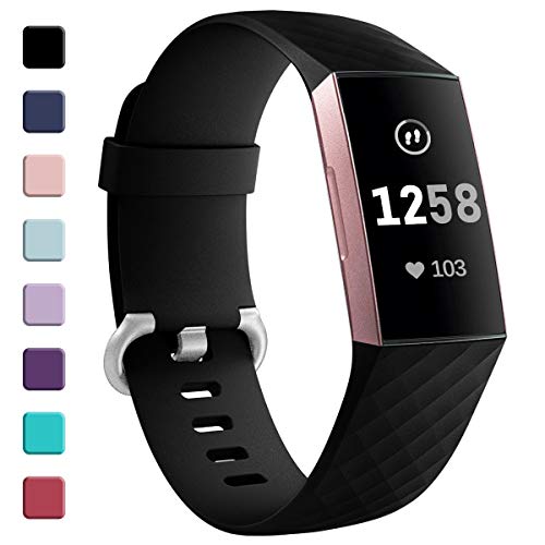 Zekapu Correa para Fitbit Charge 3, Pulsera Ajustable Clásica De Repuesto con Hebilla Clásica De Aleación De Aluminio para Fitbit Charge 3, Grande Pequeña