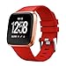 Produktbild WAOTIER für Fitbit Versa Lite Armband Silikon Armband mit Edelstahl Verschluss Größe S Atmungsaktive Ersatzband für Fitbit Versa Lite Armband Wasserdichter Armband für Frauen Männer (Rot)