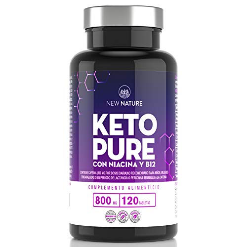 Keto Pure - Píldoras Dietéticas Keto para Hombres y Mujeres - 1 Mes de Suministro, Con Niacina, Té Verde y Cayena - Hecho en UK - 120 Tabletas - Adecuadas para Vegetarianos y Veganos